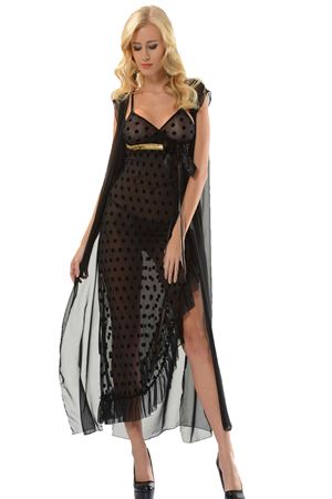 Geyik Giyim Siyah Dantelli Sabahlık & Gecelik Takım 2' Li