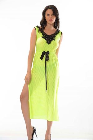 Geyik Giyim Limon Sarısı Dantel Gecelik