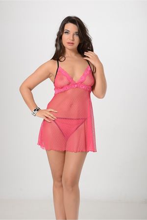 Geyik Giyim Pembe Tül Gecelik