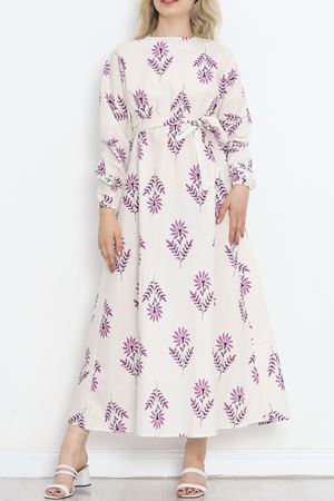 Kuşaklı Elbise Mor - 18290.1778.