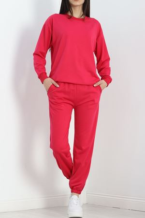 İki İplik Bisiklet Yaka Eşofman Takımı Fuşya - 20791.1878.