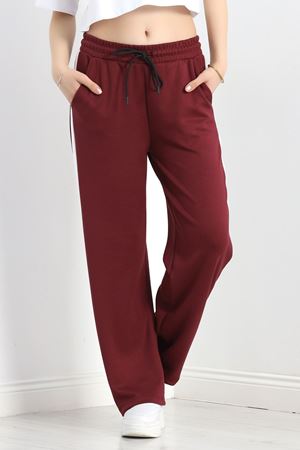 Modal Kumaş Yanı Şeritli Pantolon Bordo - 30102.1837.