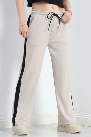 Modal Kumaş Yanı Şeritli Pantolon Taş - 30102.1837.