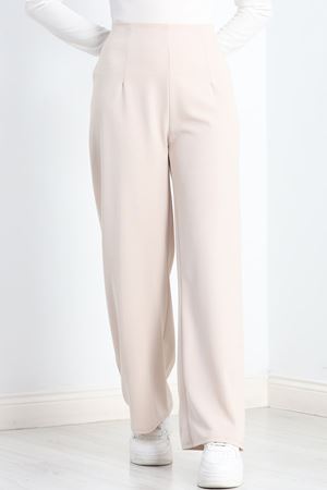 Krep Palazzo Pantolon Taş - 20175.1605.