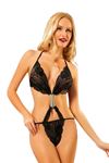 Geyik Giyim Siyah Dantelli Bodysuit