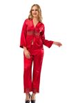 Geyik Giyim Kırmızı Saten Pijama Takımı