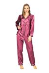 Geyik Giyim Mor Saten Pijama Takımı